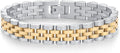 14k Gold Plated Waterproof Watch Strap Chain Bracelet for Women | Two Toned Mixed Metals Stainless Steel Chunky Link Bracelet